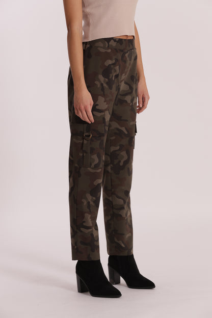 PANTALONE SIGARETTA ELASTICO DIETRO FANTASIA CAMOUFLAGE