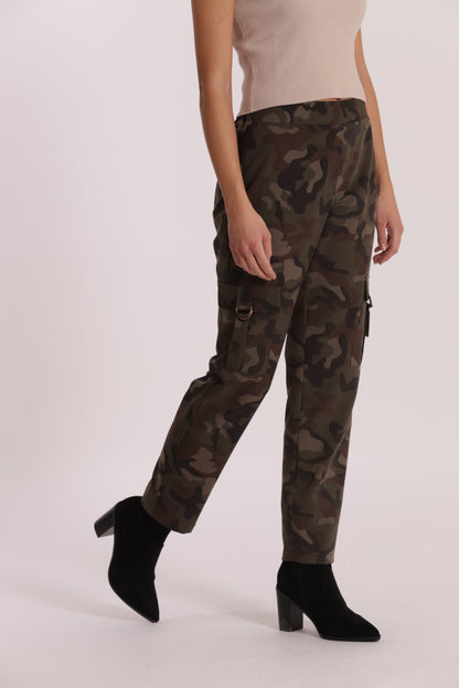 PANTALONE SIGARETTA ELASTICO DIETRO FANTASIA CAMOUFLAGE