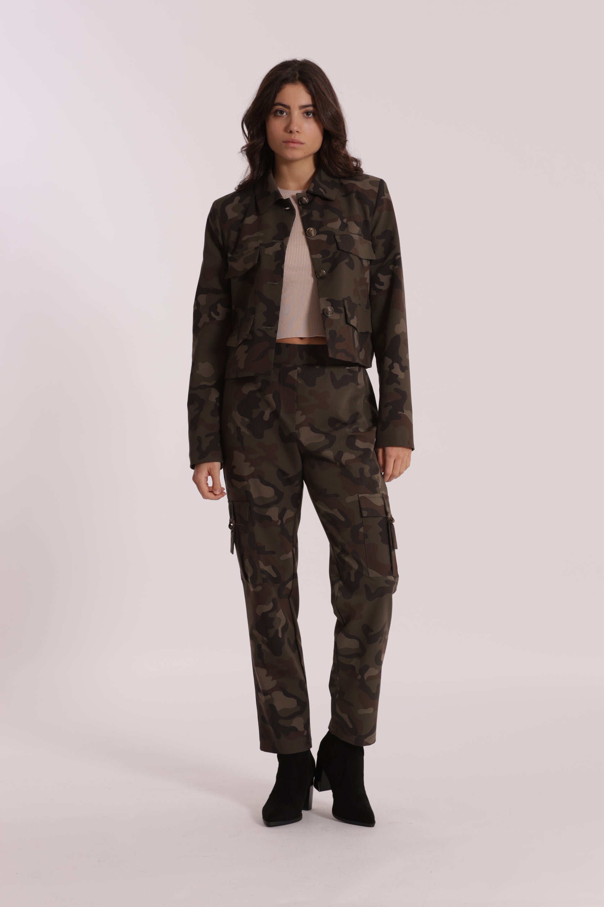 PANTALONE SIGARETTA ELASTICO DIETRO FANTASIA CAMOUFLAGE