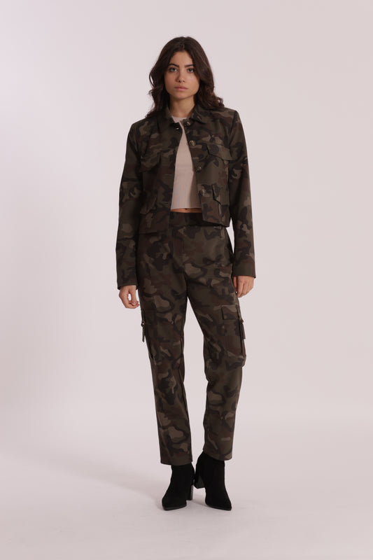 PANTALONE SIGARETTA ELASTICO DIETRO FANTASIA CAMOUFLAGE