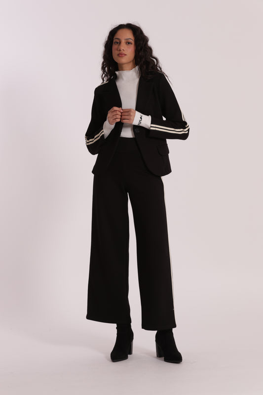 PANTALONE PALAZZO IN NEOPRENE CON PASSAMNERIA