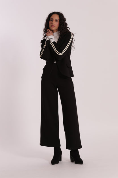 PANTALONE PALAZZO IN NEOPRENE CON PASSAMNERIA