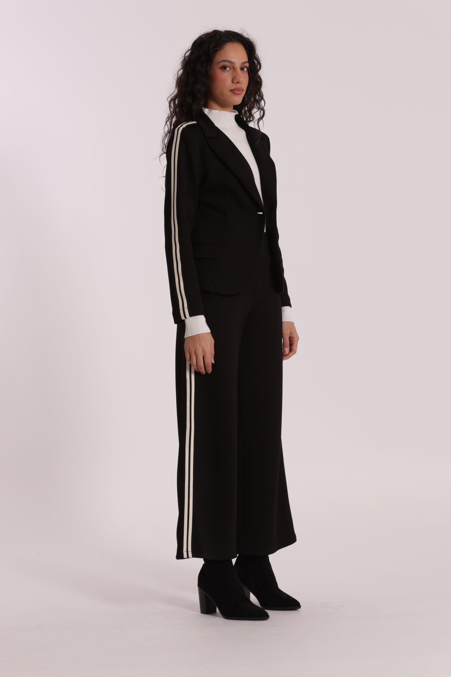 PANTALONE PALAZZO IN NEOPRENE CON PASSAMNERIA