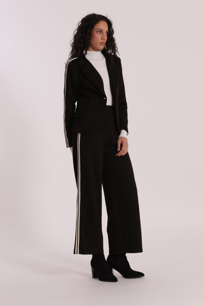 PANTALONE PALAZZO IN NEOPRENE CON PASSAMNERIA