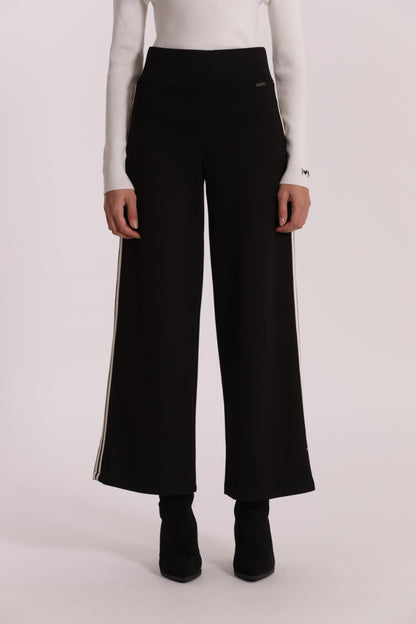 PANTALONE PALAZZO IN NEOPRENE CON PASSAMNERIA
