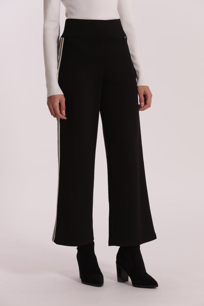 PANTALONE PALAZZO IN NEOPRENE CON PASSAMNERIA
