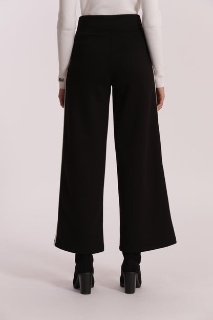 PANTALONE PALAZZO IN NEOPRENE CON PASSAMNERIA