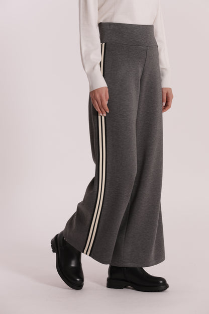 PANTALONE PALAZZO IN NEOPRENE CON PASSAMNERIA