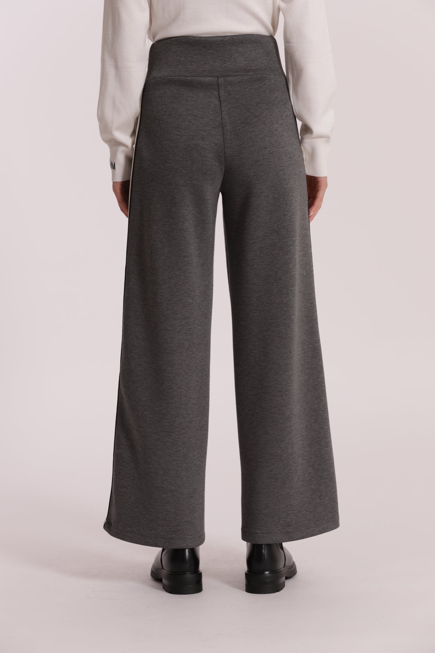 PANTALONE PALAZZO IN NEOPRENE CON PASSAMNERIA
