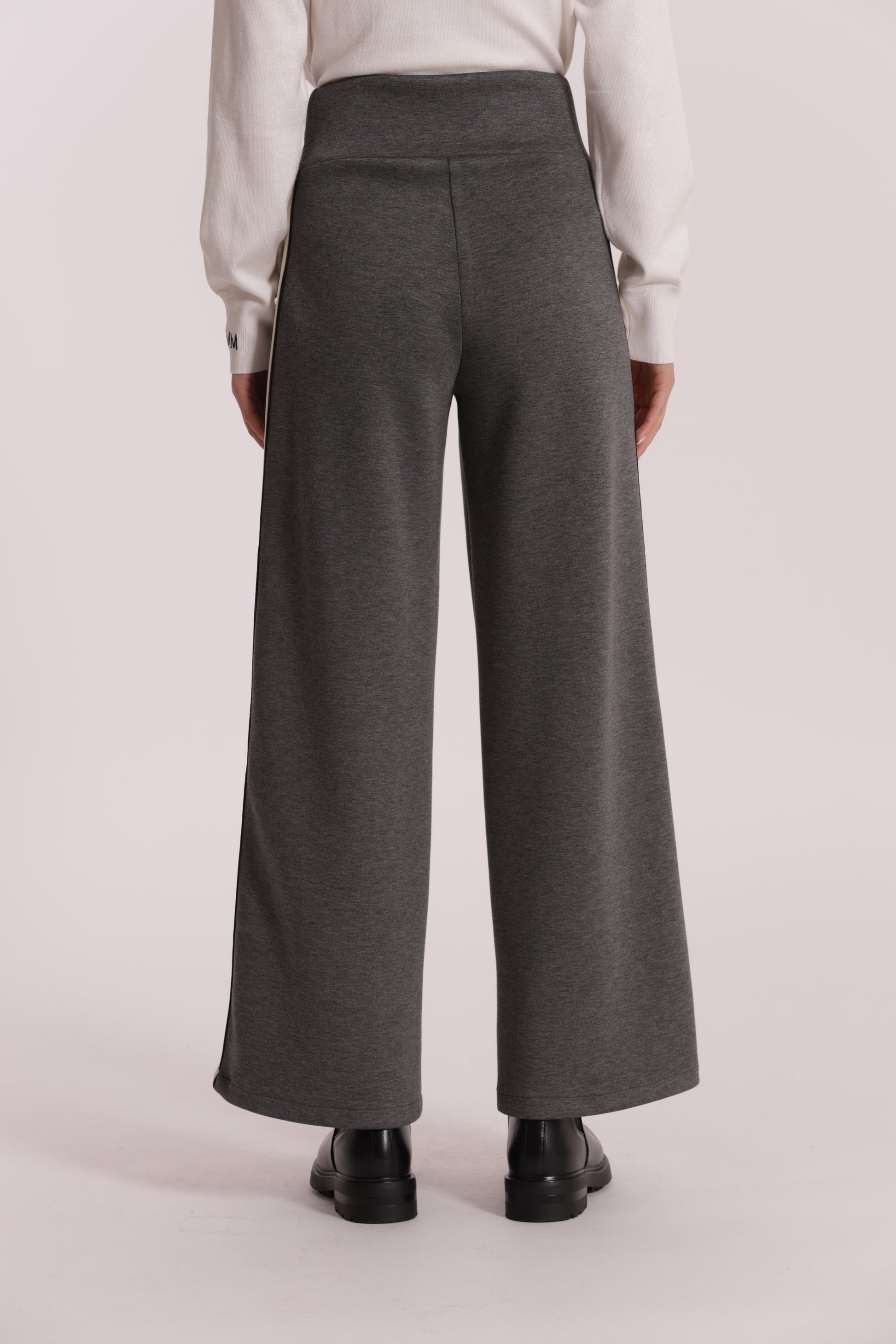 PANTALONE PALAZZO IN NEOPRENE CON PASSAMNERIA