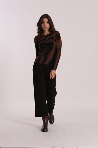 PANTALONE CROPPED CON RISVOLTO IN CREPE