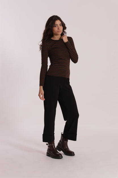 PANTALONE CROPPED CON RISVOLTO IN CREPE
