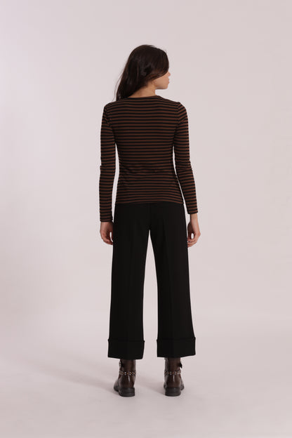 PANTALONE CROPPED CON RISVOLTO IN CREPE