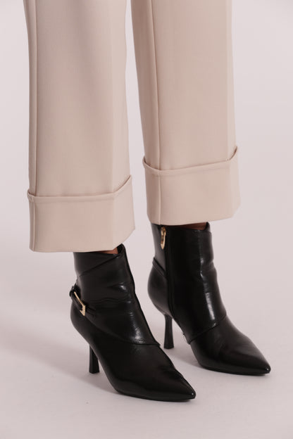 PANTALONE CROPPED CON RISVOLTO IN CREPE