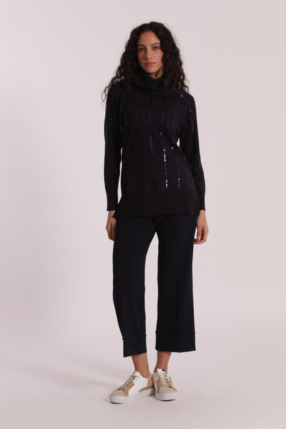 PANTALONE CROPPED CON RISVOLTO IN CREPE