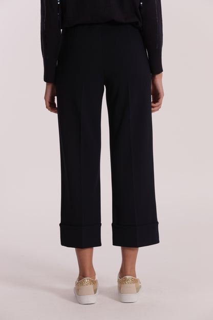 PANTALONE CROPPED CON RISVOLTO IN CREPE