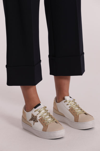 PANTALONE CROPPED CON RISVOLTO IN CREPE