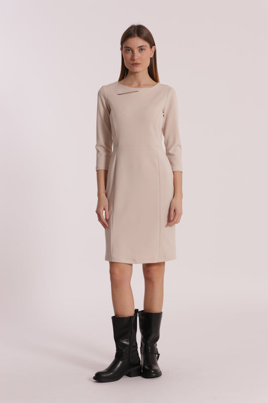 ABITO CORTO IN CREPE CON CUT OUT SU SPALLA