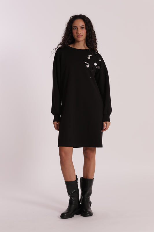 ABITO CORTO IN NEOPRENE CON PAILLETTES