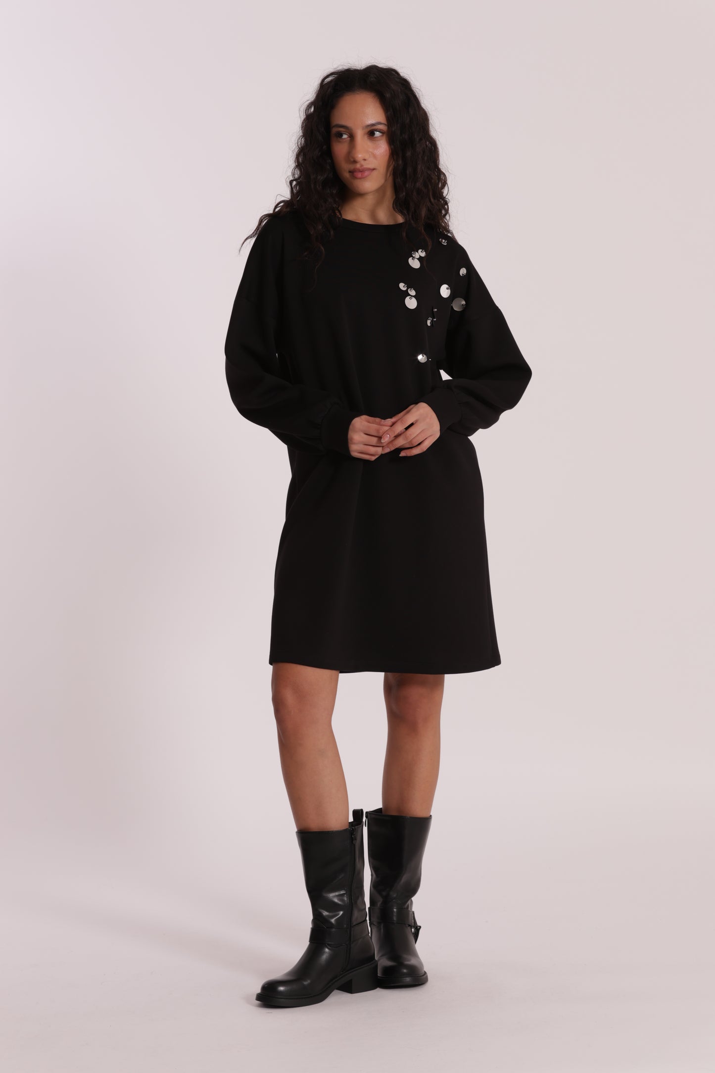 ABITO CORTO IN NEOPRENE CON PAILLETTES
