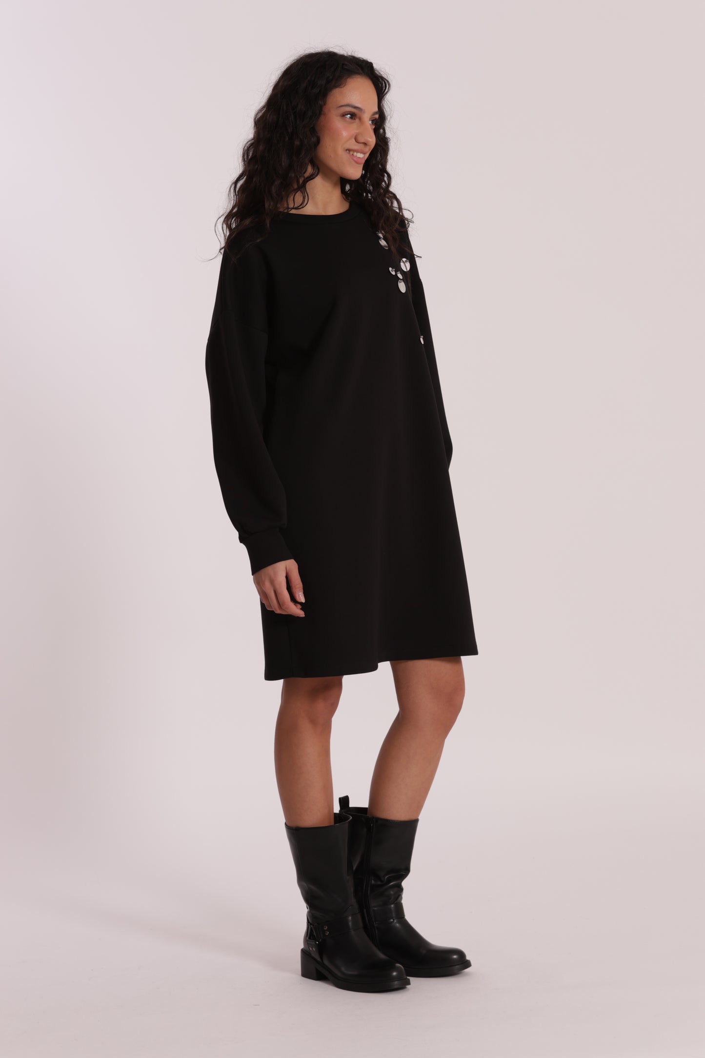 ABITO CORTO IN NEOPRENE CON PAILLETTES