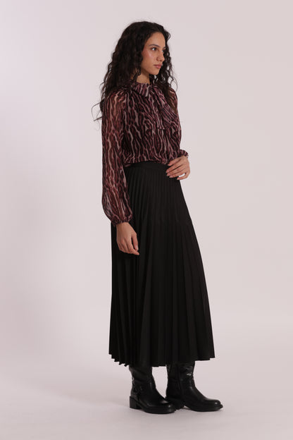 GONNA LONGUETTE IN POLYVISCOSA PLISSE