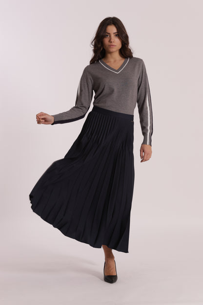 GONNA LONGUETTE IN POLYVISCOSA PLISSE