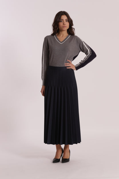 GONNA LONGUETTE IN POLYVISCOSA PLISSE