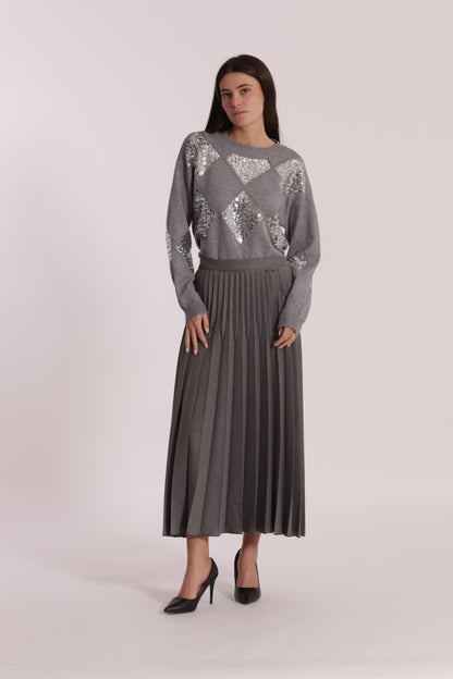 GONNA LONGUETTE IN POLYVISCOSA PLISSE