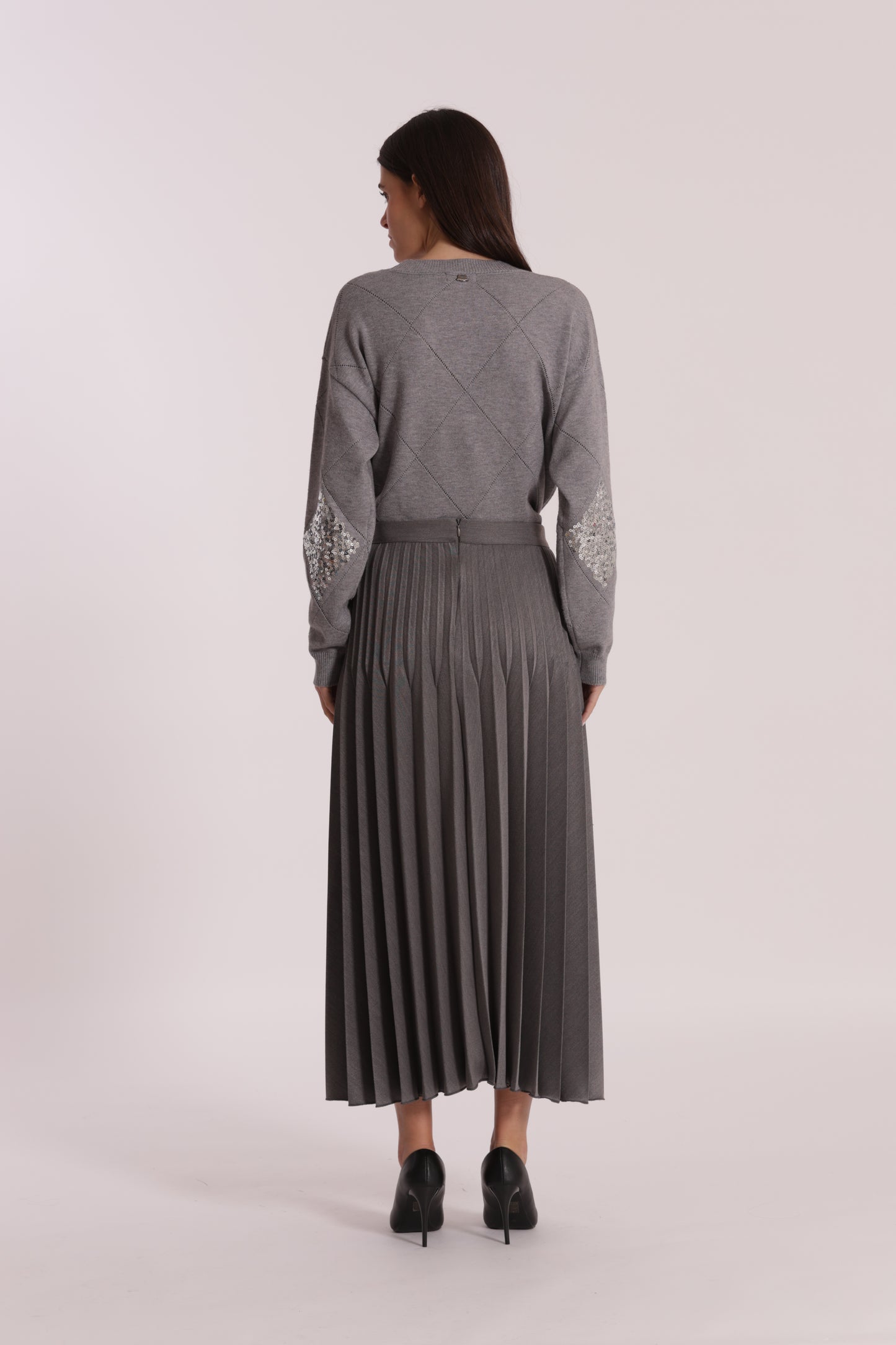 GONNA LONGUETTE IN POLYVISCOSA PLISSE