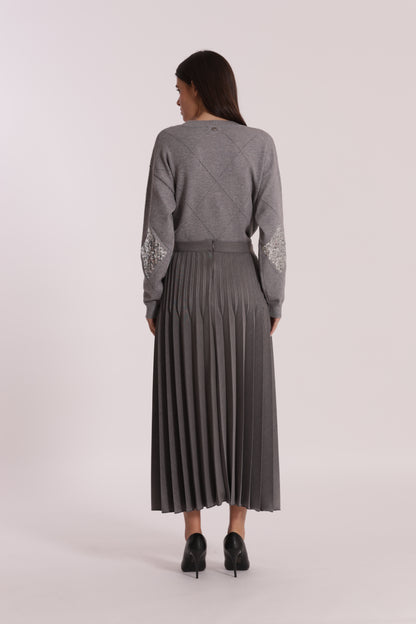 GONNA LONGUETTE IN POLYVISCOSA PLISSE