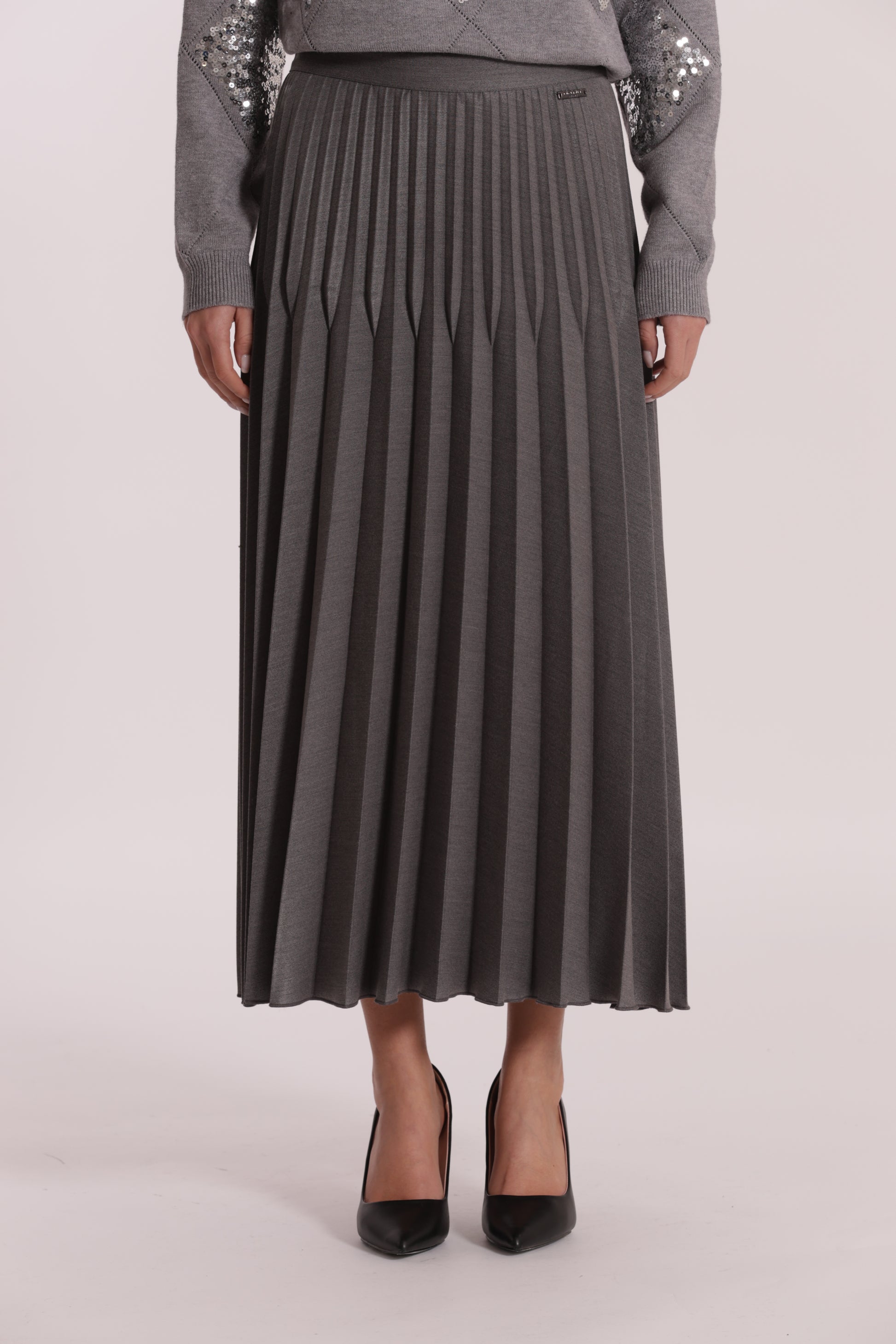 GONNA LONGUETTE IN POLYVISCOSA PLISSE