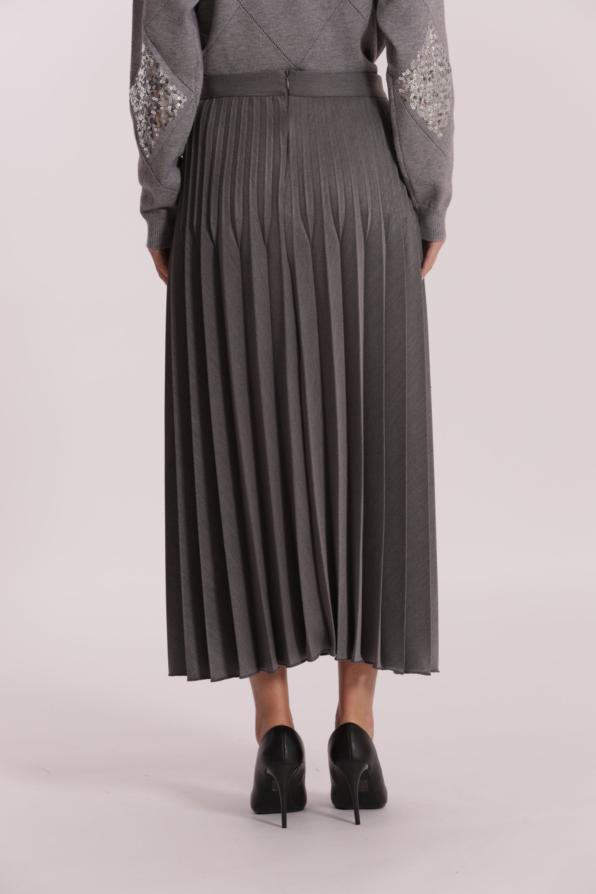 GONNA LONGUETTE IN POLYVISCOSA PLISSE