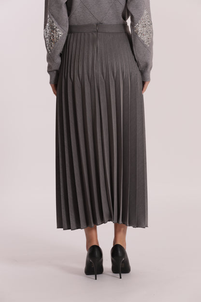 GONNA LONGUETTE IN POLYVISCOSA PLISSE