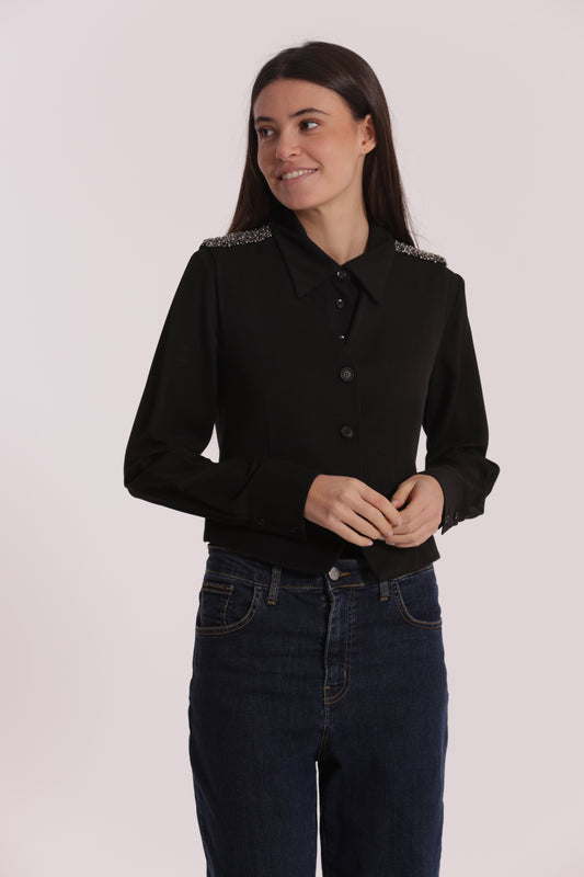 GILET CON PASSAMANERIA RICAMATA