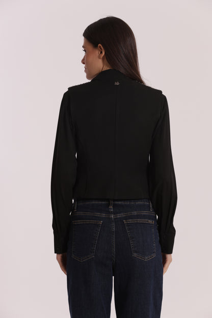 GILET CON PASSAMANERIA RICAMATA