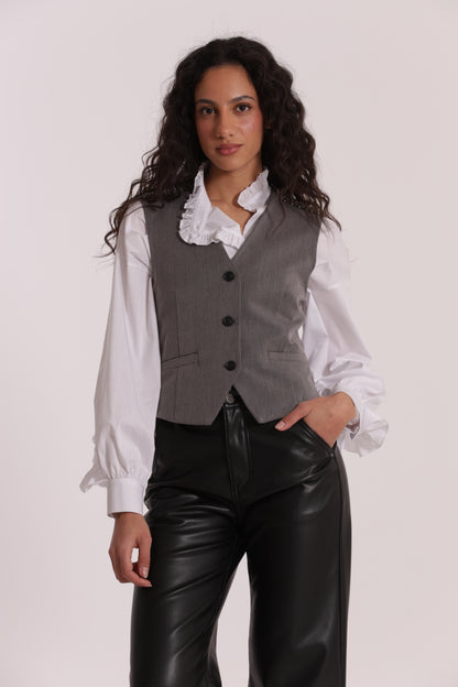 GILET CON PASSAMANERIA RICAMATA