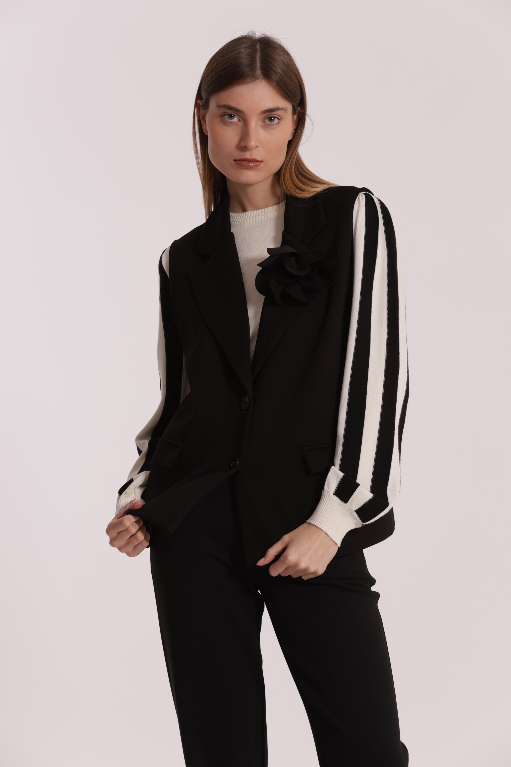 GILET OVER IN NEOPRENE CON FIORE