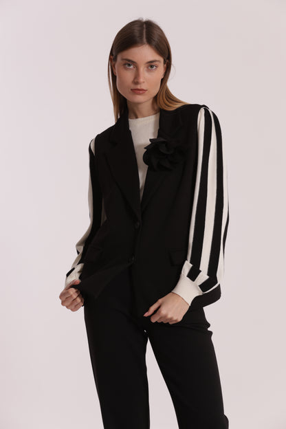 GILET OVER IN NEOPRENE CON FIORE