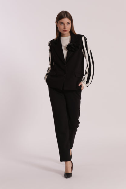 GILET OVER IN NEOPRENE CON FIORE