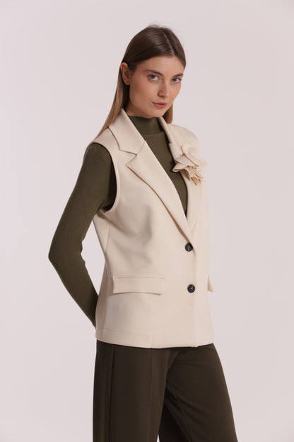 GILET OVER IN NEOPRENE CON FIORE