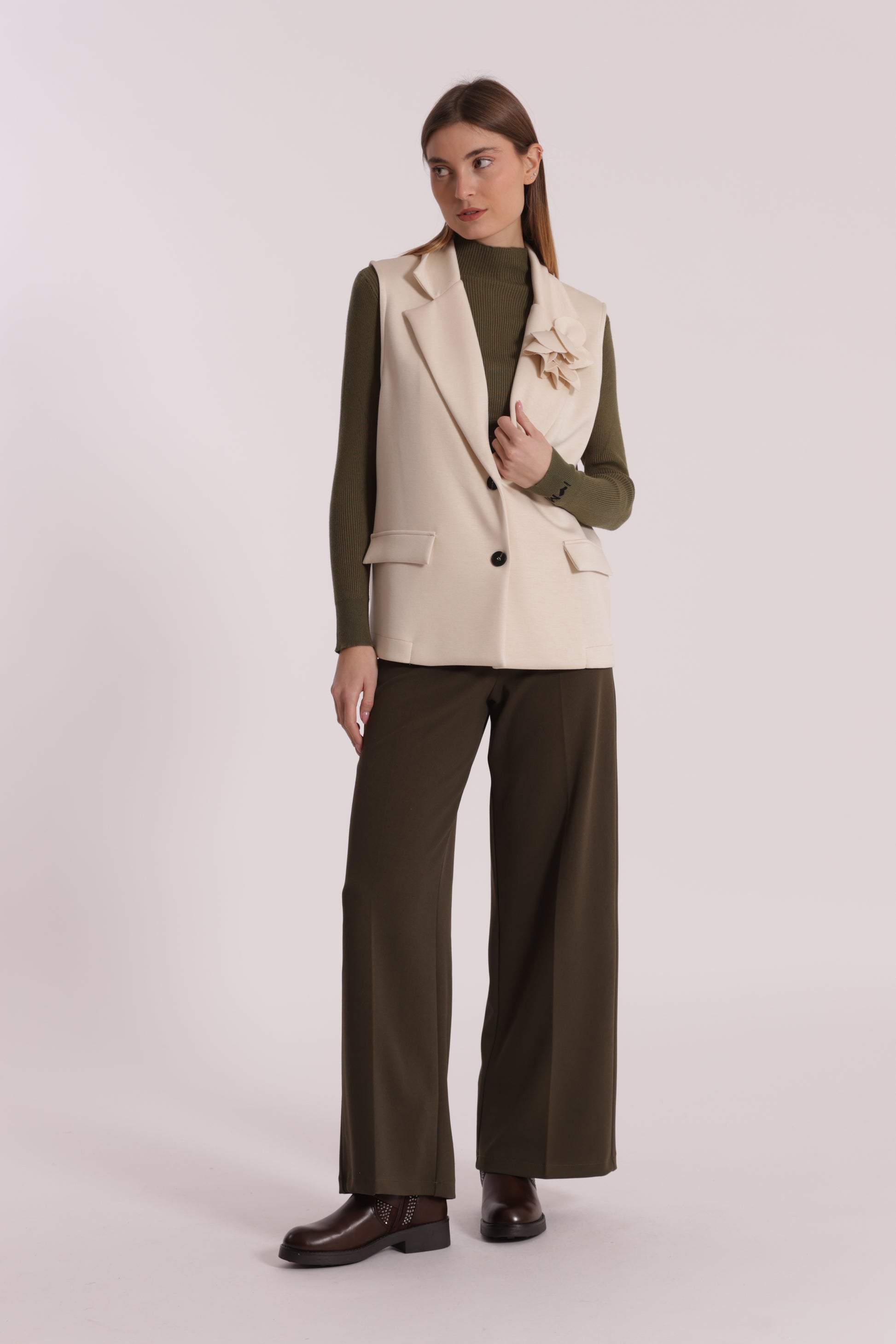 GILET OVER IN NEOPRENE CON FIORE