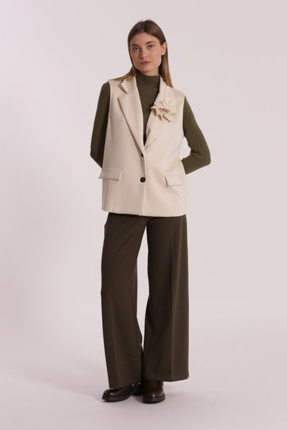 GILET OVER IN NEOPRENE CON FIORE