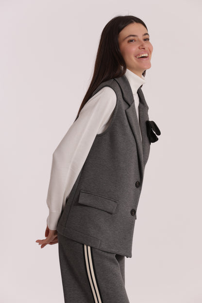 GILET OVER IN NEOPRENE CON FIORE