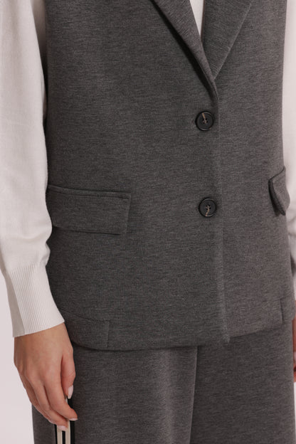 GILET OVER IN NEOPRENE CON FIORE