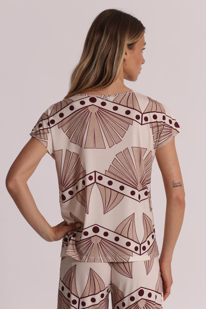 BLUSA A MANICHE CORTE IN ITY IN FANTASIA