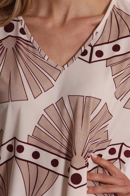 BLUSA A MANICHE CORTE IN ITY IN FANTASIA