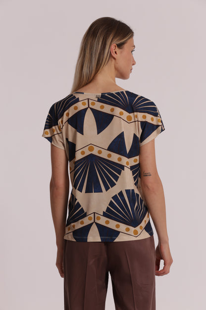 BLUSA A MANICHE CORTE IN ITY IN FANTASIA