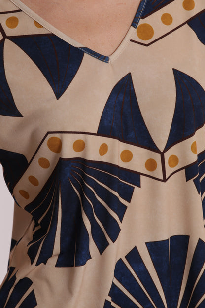 BLUSA A MANICHE CORTE IN ITY IN FANTASIA