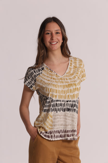 BLUSA A MANICHE CORTE IN ITY IN FANTASIA